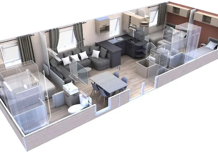 Mobil home 3 chambres 2 salles de bains au camping 4 étoiles MH276 aux charmettes